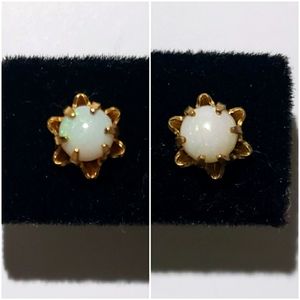 Vintage 14kt gold white opal studs.